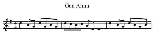 Gan Ainm - staff notation