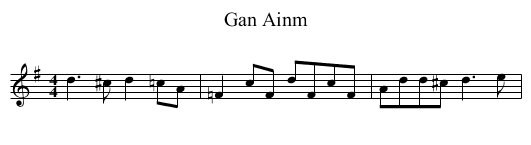 Gan Ainm - staff notation