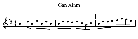 Gan Ainm - staff notation