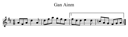 Gan Ainm - staff notation