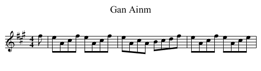 Gan Ainm - staff notation