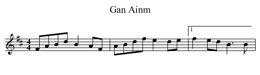 Gan Ainm - staff notation