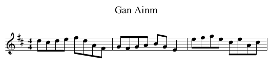 Gan Ainm - staff notation