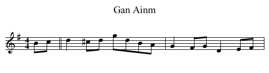 Gan Ainm - staff notation
