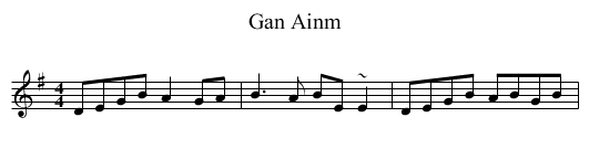 Gan Ainm - staff notation