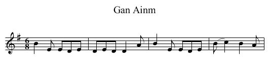 Gan Ainm - staff notation