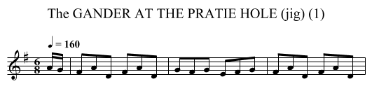 GANDER AT THE PRATIE HOLE (jig) (1), The - staff notation