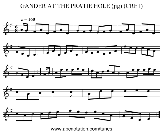 GANDER AT THE PRATIE HOLE (jig) (CRE1) - staff notation