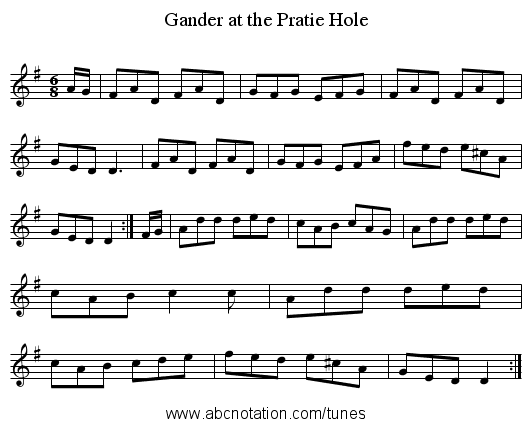 Gander at the Pratie Hole - staff notation