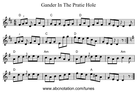 Gander In The Pratie Hole - staff notation