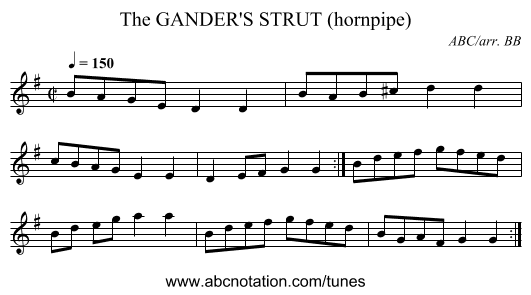 GANDER'S STRUT (hornpipe), The - staff notation