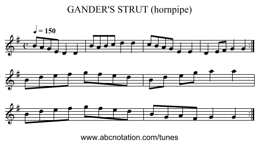 GANDER'S STRUT (hornpipe) - staff notation