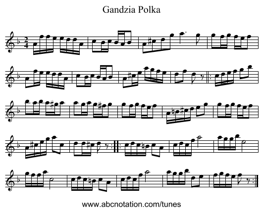 Gandzia Polka - staff notation