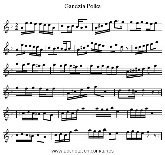 Gandzia Polka - staff notation