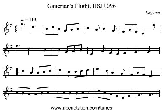 Ganerian's Flight. HSJJ.096 - staff notation