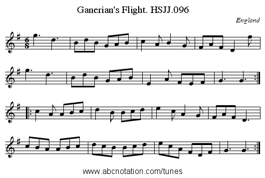 Ganerian's Flight. HSJJ.096 - staff notation