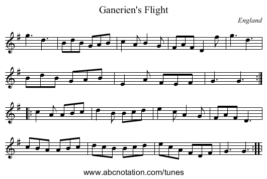Ganerien's Flight - staff notation