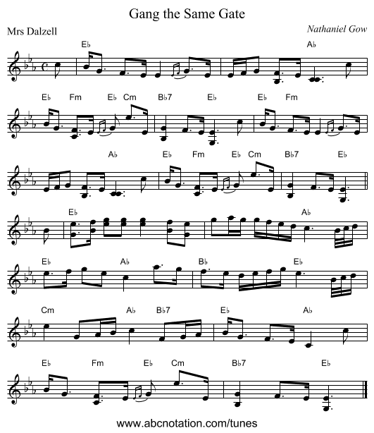 Gang the Same Gate - staff notation
