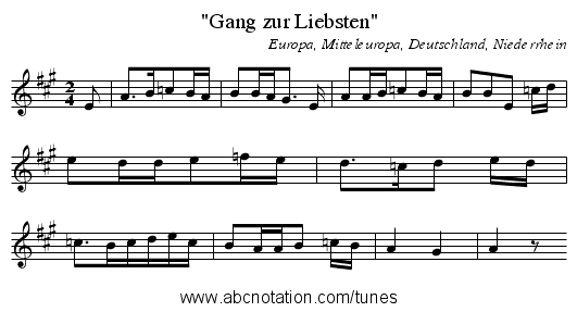 Gang zur Liebsten - staff notation