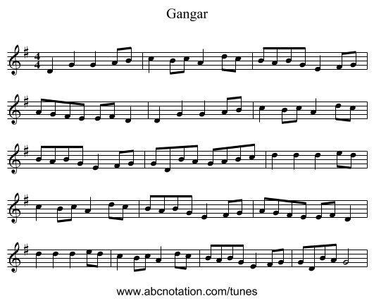 Gangar - staff notation
