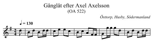 Gånglåt efter Axel Axelsson - staff notation