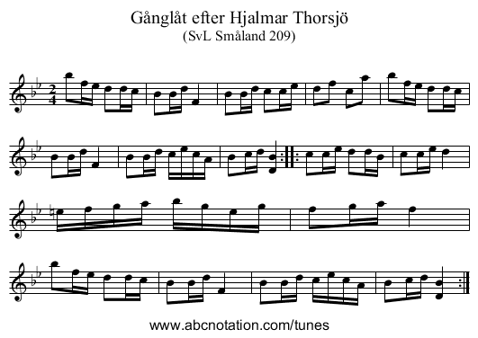 Gånglåt efter Hjalmar Thorsjö - staff notation