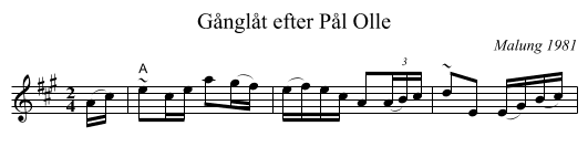 G&aring;ngl&aring;t efter P&aring;l Olle - staff notation
