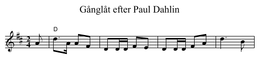 G&aring;ngl&aring;t efter Paul Dahlin - staff notation