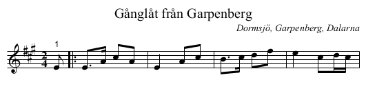 Gånglåt från Garpenberg - staff notation