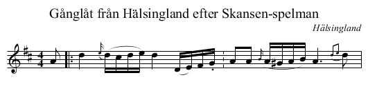 Gånglåt från Hälsingland efter Skansen-spelman - staff notation