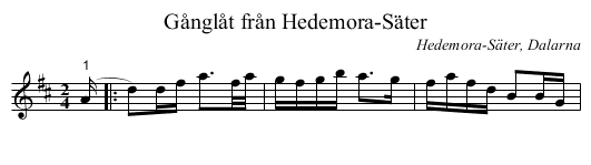 Gånglåt från Hedemora-Säter - staff notation