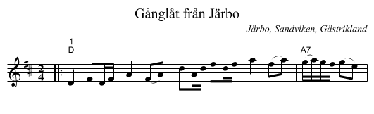 Gånglåt från Järbo - staff notation