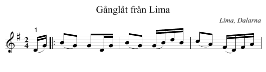Gånglåt från Lima - staff notation