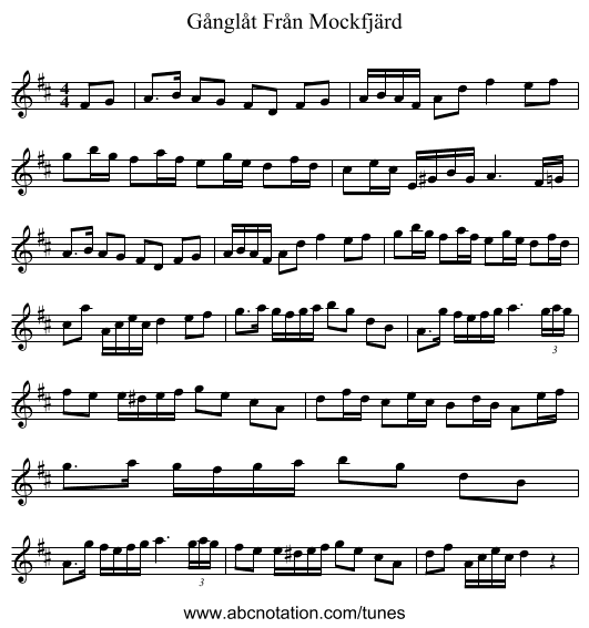 Gånglåt Från Mockfjärd - staff notation