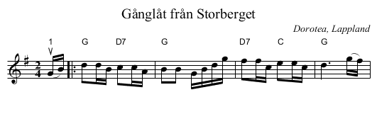 Gånglåt från Storberget - staff notation