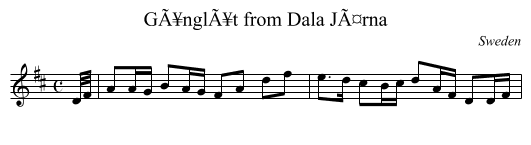 GÃ¥nglÃ¥t from Dala JÃ¤rna - staff notation