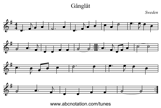 Gånglåt - staff notation