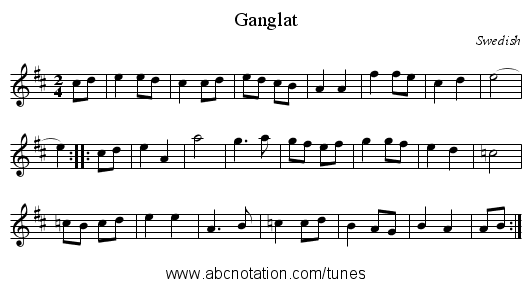 Ganglat - staff notation