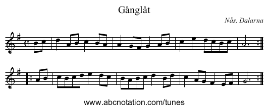 Gånglåt - staff notation