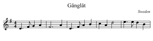 Gånglåt - staff notation