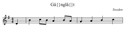 G&aring;ngl&aring;t - staff notation