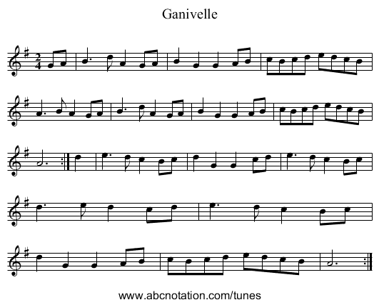 Ganivelle - staff notation