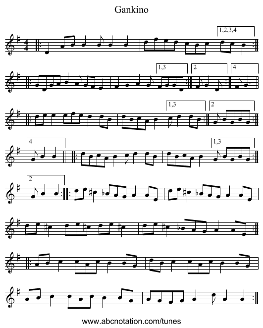 Gankino - staff notation