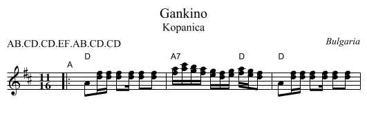 Gankino - staff notation