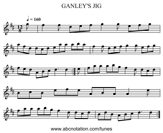 GANLEY'S JIG - staff notation