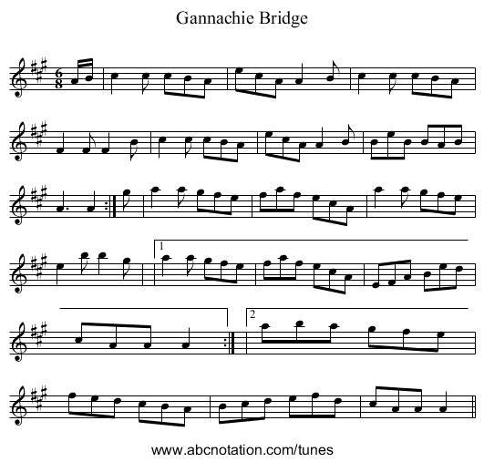 Gannachie Bridge - staff notation