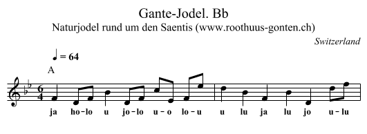 Gante-Jodel. Bb - staff notation