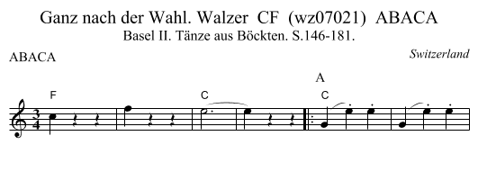 Ganz nach der Wahl. Walzer  CF  (wz07021)  ABACA - staff notation