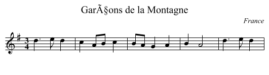 GarÃ§ons de la Montagne - staff notation