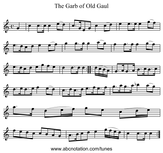 Garb of Old Gaul, The - staff notation